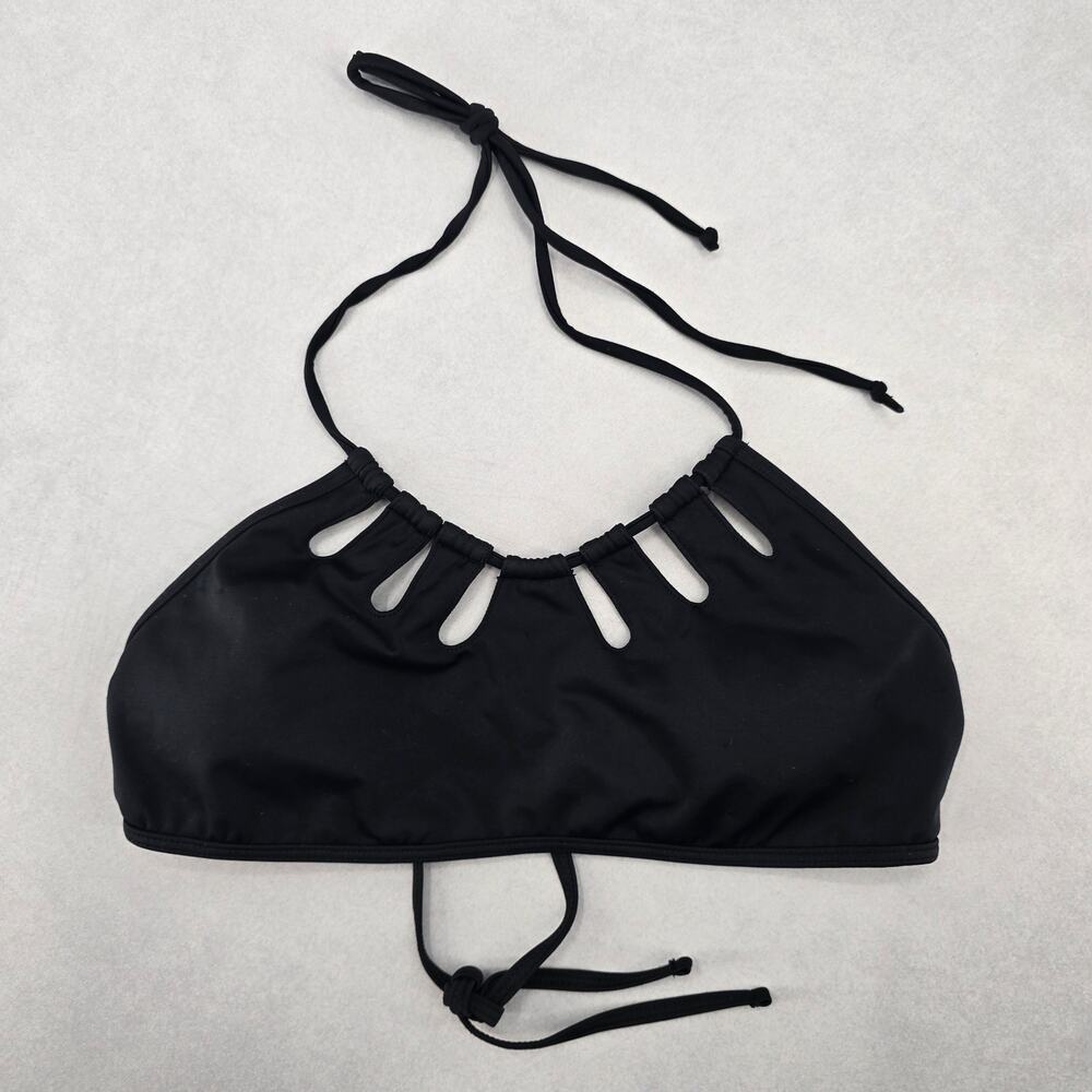 LA Hearts Black Cutout Tie Padded Swim Sports Bra Beach Bikini‎ Top M Medium